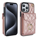 Ốp lưng điện thoại túi đựng thẻ họa tiết hình thoi có dây đeo dài, dành cho iPhone 15 Pro, dành cho iPhone 15 Plus, dành cho iPhone 15, dành cho iPhone 14 Plus, dành cho iPhone 14, dành cho iPhone 14 Pro