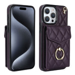 Ốp lưng điện thoại túi đựng thẻ họa tiết hình thoi có dây đeo dài, dành cho iPhone 15 Pro, dành cho iPhone 15 Plus, dành cho iPhone 15, dành cho iPhone 14 Plus, dành cho iPhone 14, dành cho iPhone 14 Pro