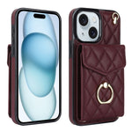 Ốp lưng điện thoại túi đựng thẻ họa tiết hình thoi có dây đeo dài, dành cho iPhone 15 Pro, dành cho iPhone 15 Plus, dành cho iPhone 15, dành cho iPhone 14 Plus, dành cho iPhone 14, dành cho iPhone 14 Pro
