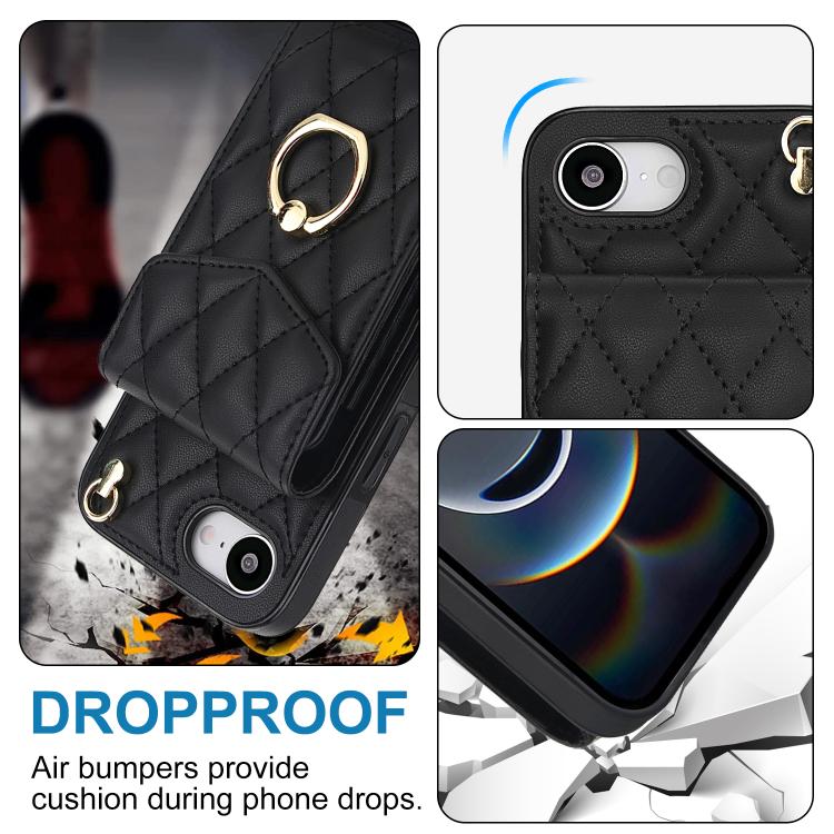 Ốp lưng điện thoại túi đựng thẻ họa tiết hình thoi có dây đeo dài, dành cho iPhone 17e / 16e, dành cho iPhone 17 Pro Max, dành cho iPhone 17 Pro, dành cho iPhone 17, dành cho iPhone Air, dành cho iPhone 15 Pro Max