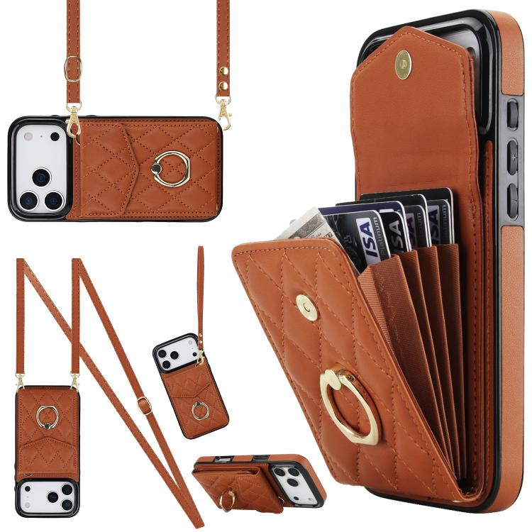 Ốp lưng điện thoại túi đựng thẻ họa tiết hình thoi có dây đeo dài, dành cho iPhone 17e / 16e, dành cho iPhone 17 Pro Max, dành cho iPhone 17 Pro, dành cho iPhone 17, dành cho iPhone Air, dành cho iPhone 15 Pro Max