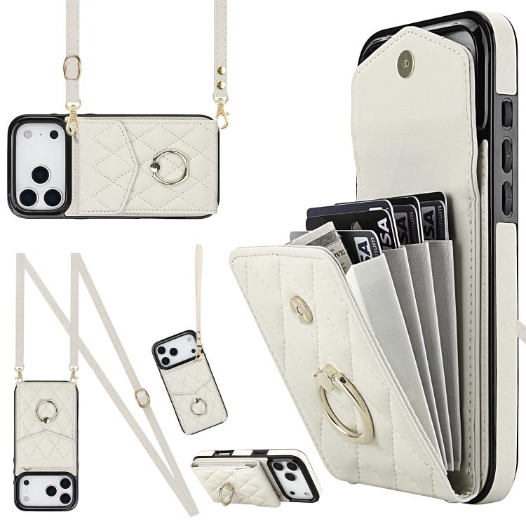 Ốp lưng điện thoại túi đựng thẻ họa tiết hình thoi có dây đeo dài, dành cho iPhone 17e / 16e, dành cho iPhone 17 Pro Max, dành cho iPhone 17 Pro, dành cho iPhone 17, dành cho iPhone Air, dành cho iPhone 15 Pro Max