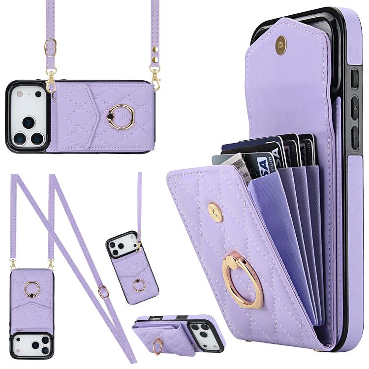 Ốp lưng điện thoại túi đựng thẻ họa tiết hình thoi có dây đeo dài, dành cho iPhone 17e / 16e, dành cho iPhone 17 Pro Max, dành cho iPhone 17 Pro, dành cho iPhone 17, dành cho iPhone Air, dành cho iPhone 15 Pro Max