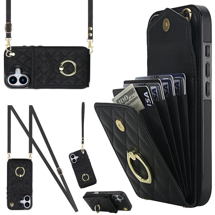 Ốp lưng điện thoại túi đựng thẻ họa tiết hình thoi có dây đeo dài, dành cho iPhone 17e / 16e, dành cho iPhone 17 Pro Max, dành cho iPhone 17 Pro, dành cho iPhone 17, dành cho iPhone Air, dành cho iPhone 15 Pro Max