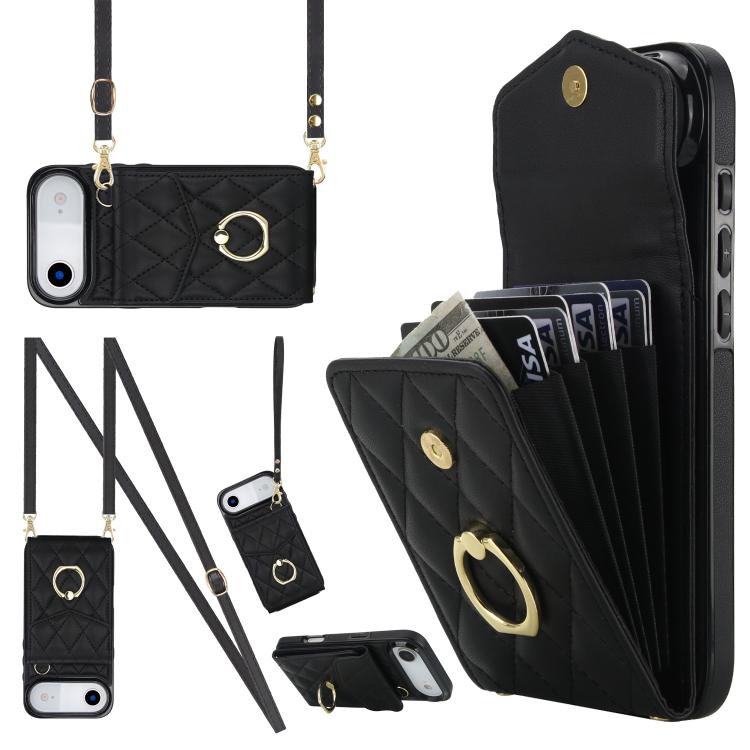 Ốp lưng điện thoại túi đựng thẻ họa tiết hình thoi có dây đeo dài, dành cho iPhone 17e / 16e, dành cho iPhone 17 Pro Max, dành cho iPhone 17 Pro, dành cho iPhone 17, dành cho iPhone Air, dành cho iPhone 15 Pro Max