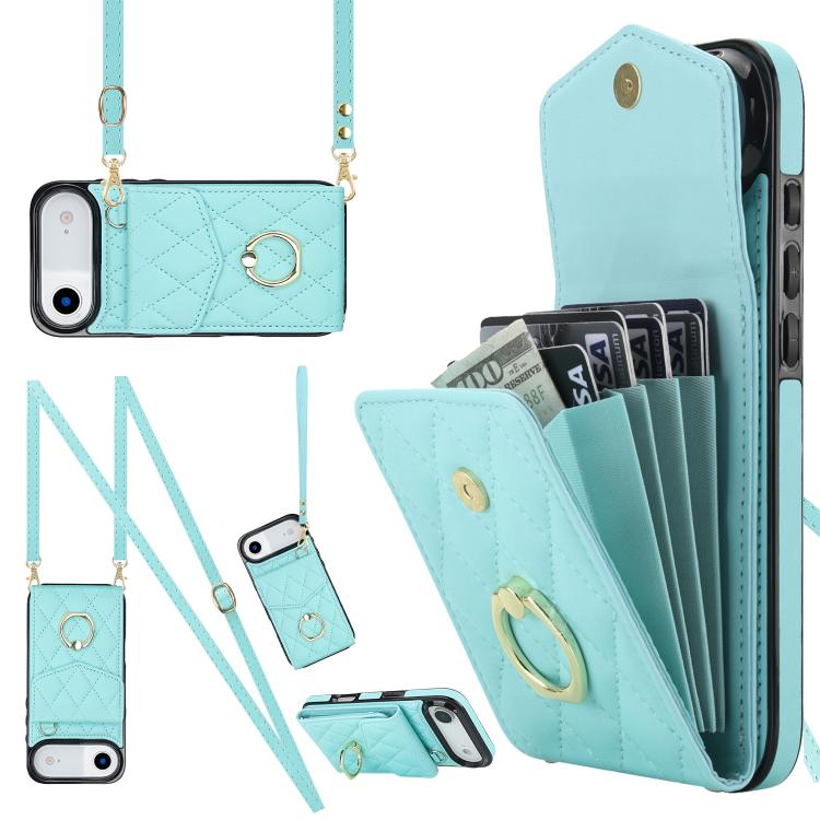 Ốp lưng điện thoại túi đựng thẻ họa tiết hình thoi có dây đeo dài, dành cho iPhone 17e / 16e, dành cho iPhone 17 Pro Max, dành cho iPhone 17 Pro, dành cho iPhone 17, dành cho iPhone Air, dành cho iPhone 15 Pro Max