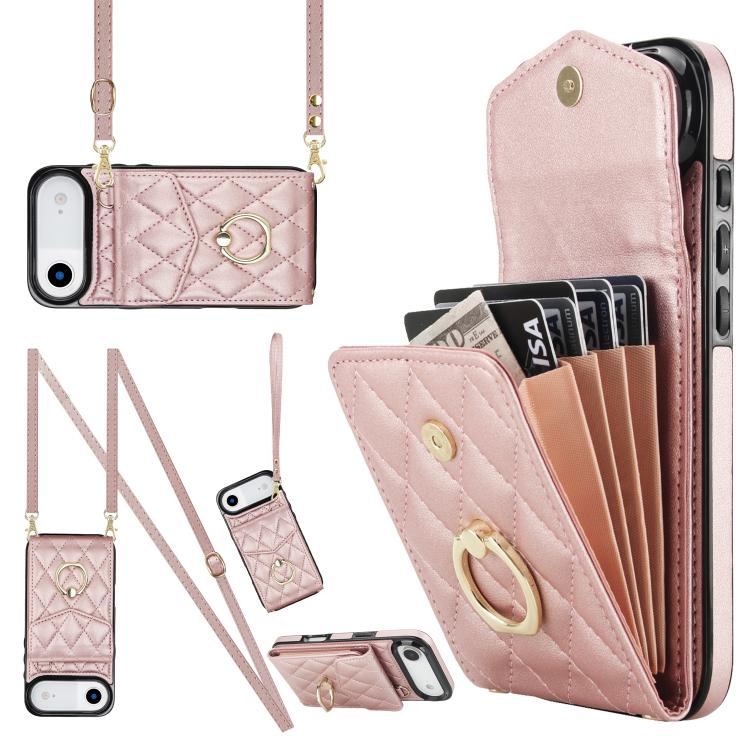 Ốp lưng điện thoại túi đựng thẻ họa tiết hình thoi có dây đeo dài, dành cho iPhone 17e / 16e, dành cho iPhone 17 Pro Max, dành cho iPhone 17 Pro, dành cho iPhone 17, dành cho iPhone Air, dành cho iPhone 15 Pro Max
