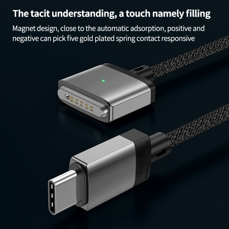 Cáp sạc từ tính 140W Type-C sang Magsafe 3, màu bạc, xanh dương