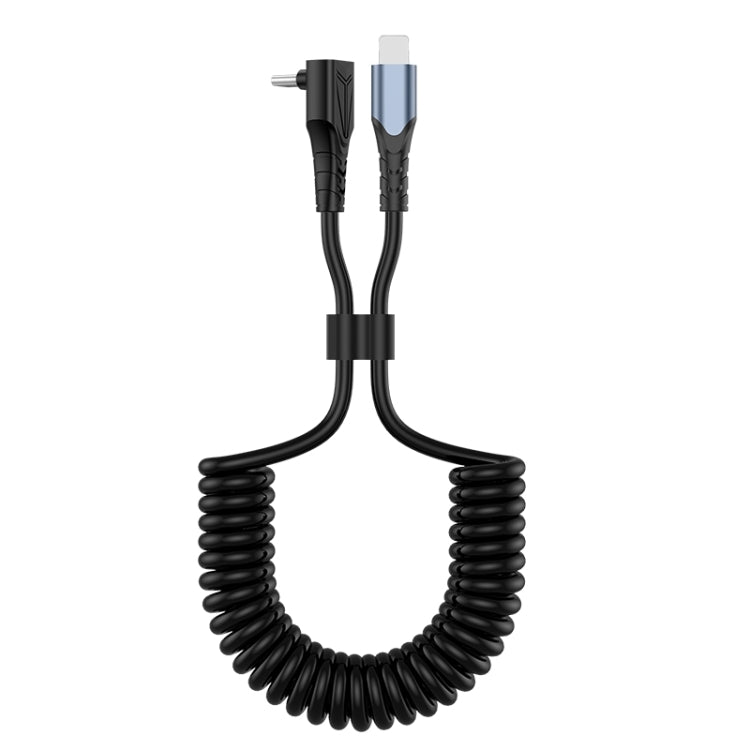 Cáp dữ liệu sạc lò xo góc khuỷu, chiều dài: 1.5m, Type-C sang 8 Pin, Type-C sang 8 Pin + Type-C