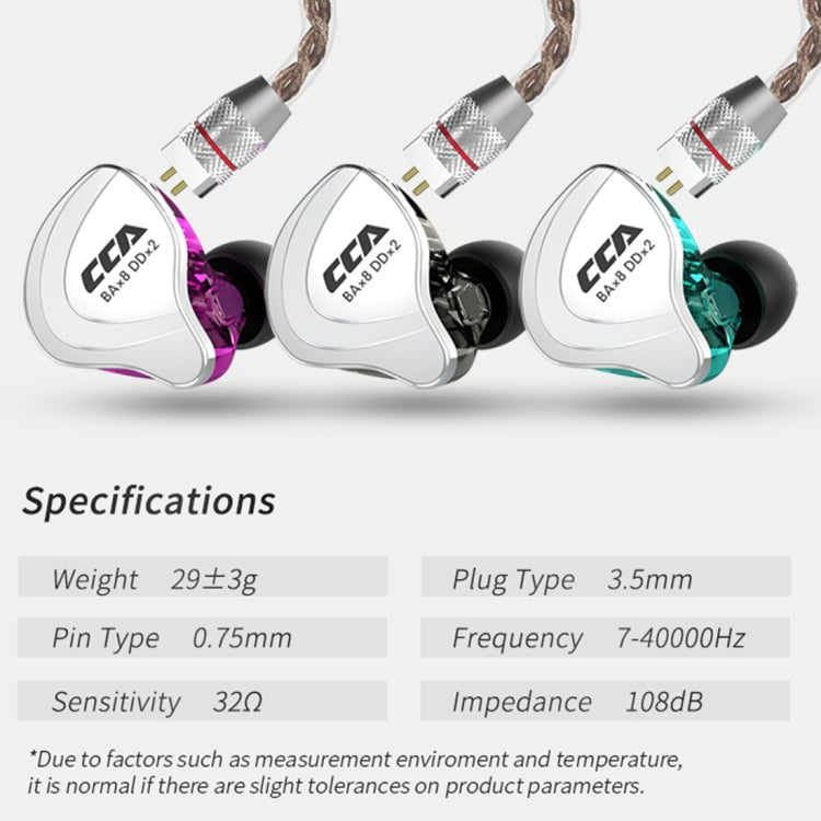 Tai nghe nhét tai điều khiển dây hybrid CCA CCA-C10 đầu cắm 3.5mm mạ vàng, không có mic