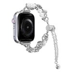 Dây đồng hồ kim loại vòng tay ngọc trai, dành cho Apple Watch 42mm, Apple Watch 38mm