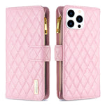 Diamond Lattice Zipper Wallet Leather Flip Phone Case, For iPhone 17 Pro Max, For iPhone 17 Pro, For iPhone 17, For iPhone Air, For iPhone 16 Pro Max, For iPhone 16 Pro, For iPhone 16 Plus, For iPhone 16