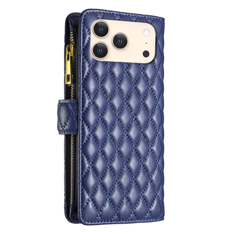 Diamond Lattice Zipper Wallet Leather Flip Phone Case, For iPhone 17 Pro Max, For iPhone 17 Pro, For iPhone 17, For iPhone Air, For iPhone 16 Pro Max, For iPhone 16 Pro, For iPhone 16 Plus, For iPhone 16