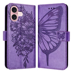 Embossed Butterfly Leather Phone Case, For iPhone 16 Pro, For iPhone 16 Plus, For iPhone 16, For iPhone 15 Pro Max, For iPhone 15 Pro, For iPhone 15 Plus