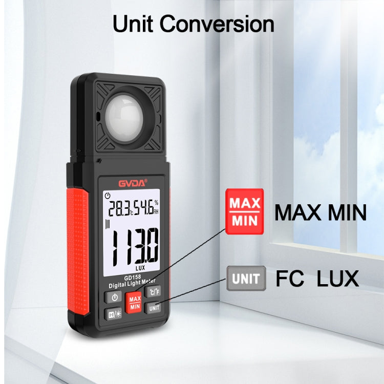 Máy đo ánh sáng kỹ thuật số GVDA GD158 200000Lux, máy đo độ sáng quang phổ