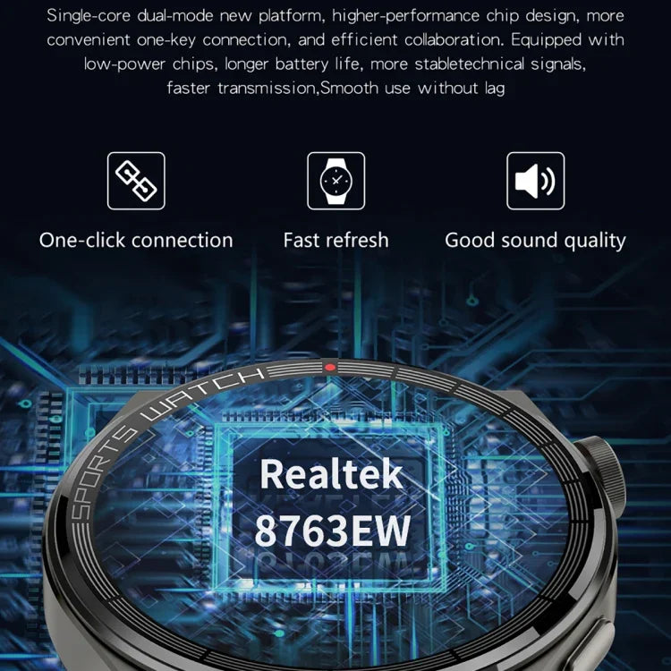 Đồng hồ thông minh KT62 màn hình TFT tròn 1.36 inch Hỗ trợ gọi Bluetooth/đo oxy trong máu, dây silicone, dây da, dây thép