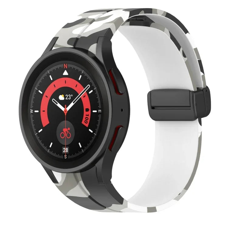 Dây đồng hồ silicone khóa nam châm họa tiết ngụy trang, Dành cho Samsung Galaxy Watch5 / 5 Pro / Watch 4 / 4 Classic