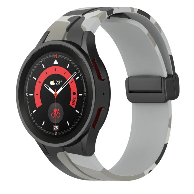 Dây đồng hồ silicone khóa nam châm họa tiết ngụy trang, Dành cho Samsung Galaxy Watch5 / 5 Pro / Watch 4 / 4 Classic