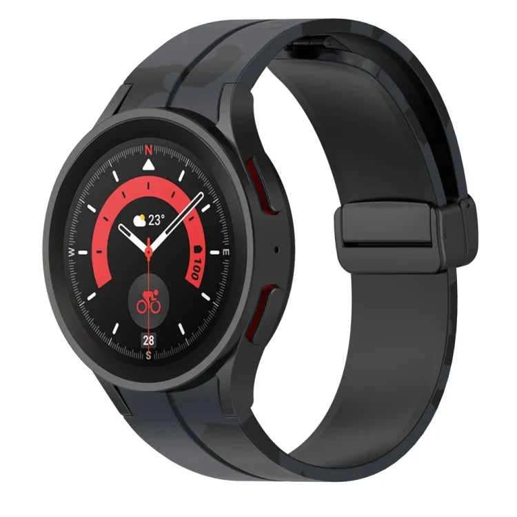 Dây đồng hồ silicone khóa nam châm họa tiết ngụy trang, Dành cho Samsung Galaxy Watch5 / 5 Pro / Watch 4 / 4 Classic
