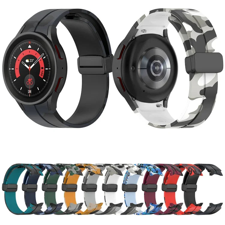 Dây đồng hồ silicone khóa nam châm họa tiết ngụy trang, Dành cho Samsung Galaxy Watch5 / 5 Pro / Watch 4 / 4 Classic