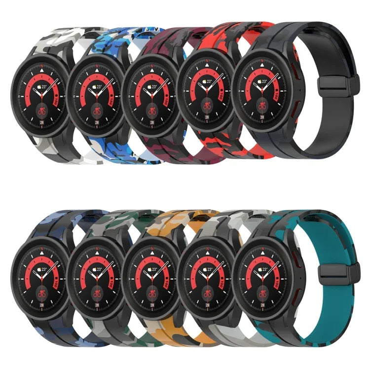 Dây đồng hồ silicone khóa nam châm họa tiết ngụy trang, Dành cho Samsung Galaxy Watch5 / 5 Pro / Watch 4 / 4 Classic