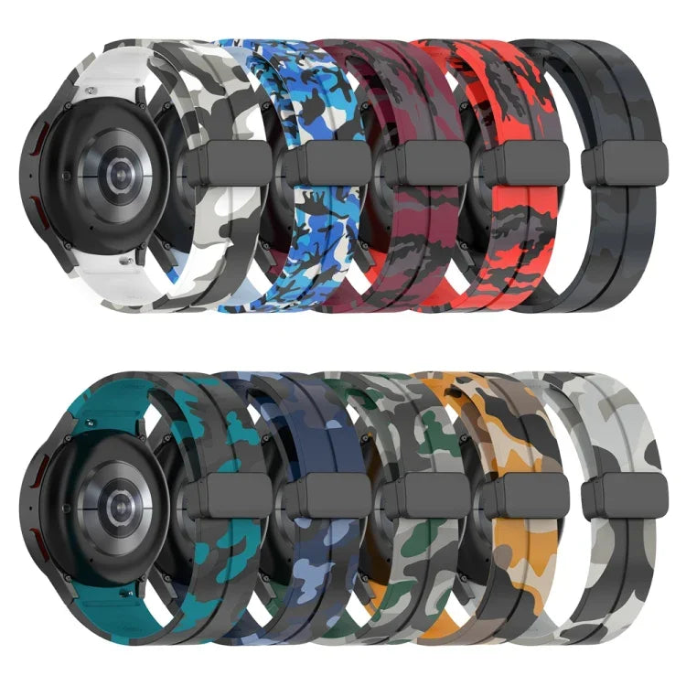Dây đồng hồ silicone khóa nam châm họa tiết ngụy trang, Dành cho Samsung Galaxy Watch5 / 5 Pro / Watch 4 / 4 Classic