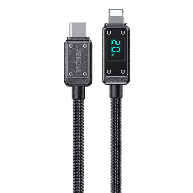 WK WDC-08 Cáp dữ liệu USB-C/Type-C sang 8 Pin có màn hình kỹ thuật số PD 20W, dài 1m, WDC-08