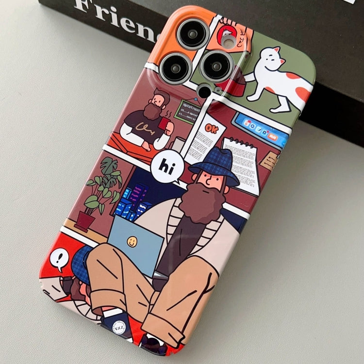 Painted Pattern Precise Hole PC Phone Case, For iPhone 15 Pro Max
