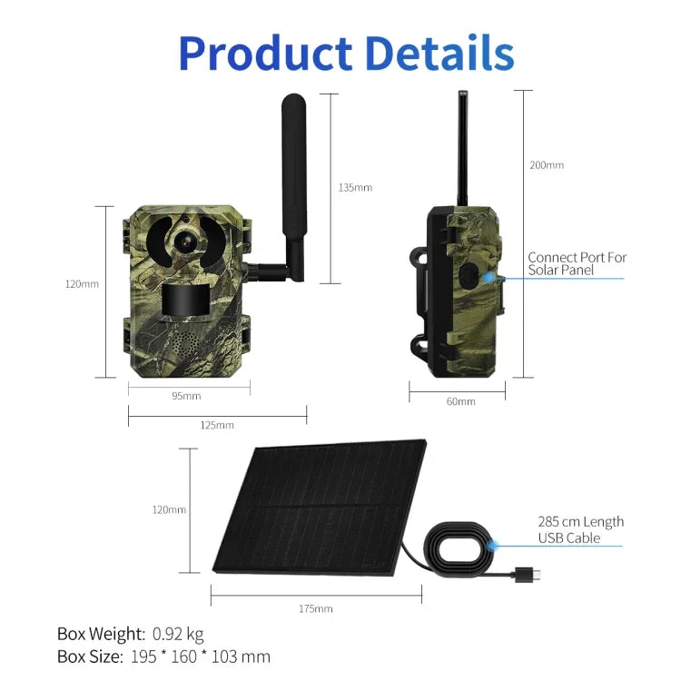 Camera săn bắn động vật hoang dã thông minh ESCAM QF380 4MP mạng năng lượng mặt trời PIR cảnh báo, phiên bản EU, phiên bản AU, phiên bản US