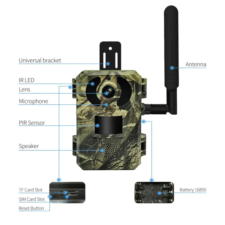 Camera săn bắn động vật hoang dã thông minh ESCAM QF380 4MP mạng năng lượng mặt trời PIR cảnh báo, phiên bản EU, phiên bản AU, phiên bản US