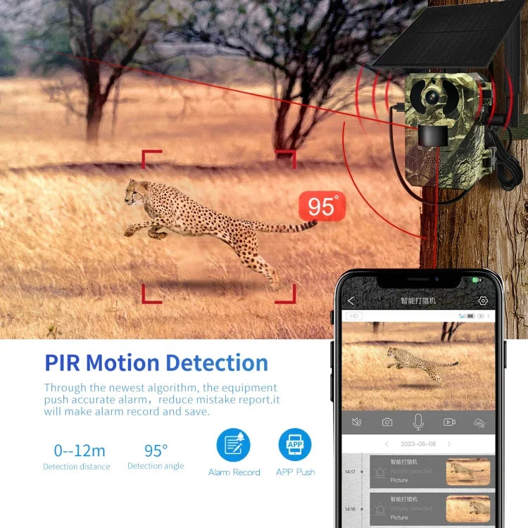 Camera săn bắn động vật hoang dã thông minh ESCAM QF380 4MP mạng năng lượng mặt trời PIR cảnh báo, phiên bản EU, phiên bản AU, phiên bản US