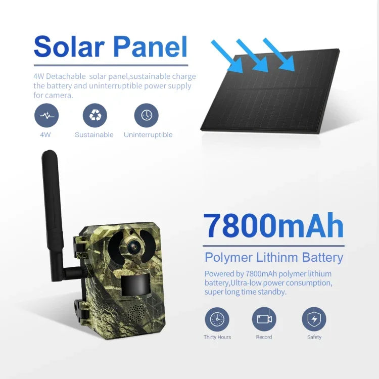 Camera săn bắn động vật hoang dã thông minh ESCAM QF380 4MP mạng năng lượng mặt trời PIR cảnh báo, phiên bản EU, phiên bản AU, phiên bản US