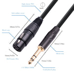 Cáp micro 6.35mm 1/4 TRS đực sang XLR 3 chân cái, dài 1m, 1.8m, 3m, 5m, 10m