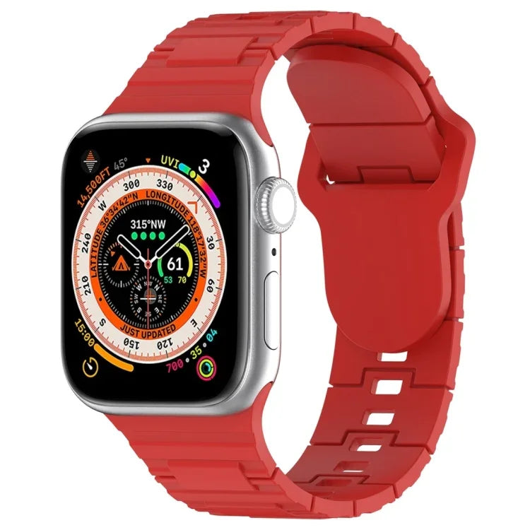 Dây đồng hồ silicone kiểu giáp khóa vuông, Dành cho Apple Watch 9 45mm, Dành cho Apple Watch 9 41mm