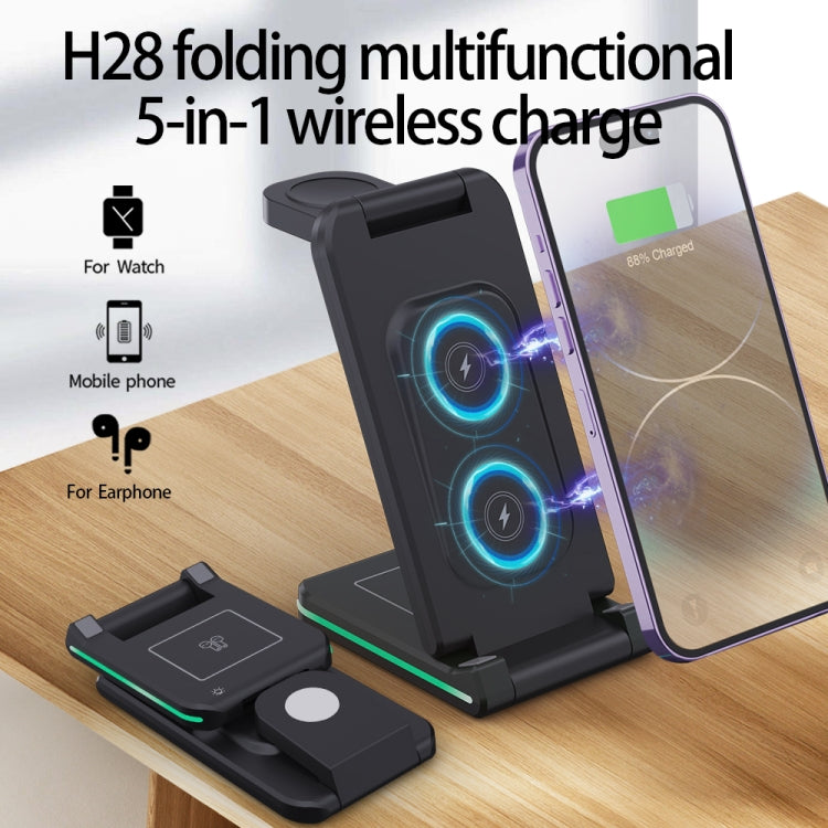 H28 Bộ sạc không dây đa chức năng gập được 5 trong 1 15W, H28