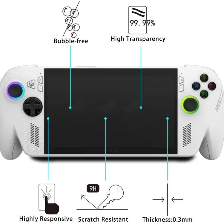 Miếng dán kính cường lực chống cháy nổ 9H 0.3mm, Cho ASUS Xbox Ally 7.0 inch 2025, Cho ASUS Rog Ally X 7.0, Cho ASUS ROG Ally