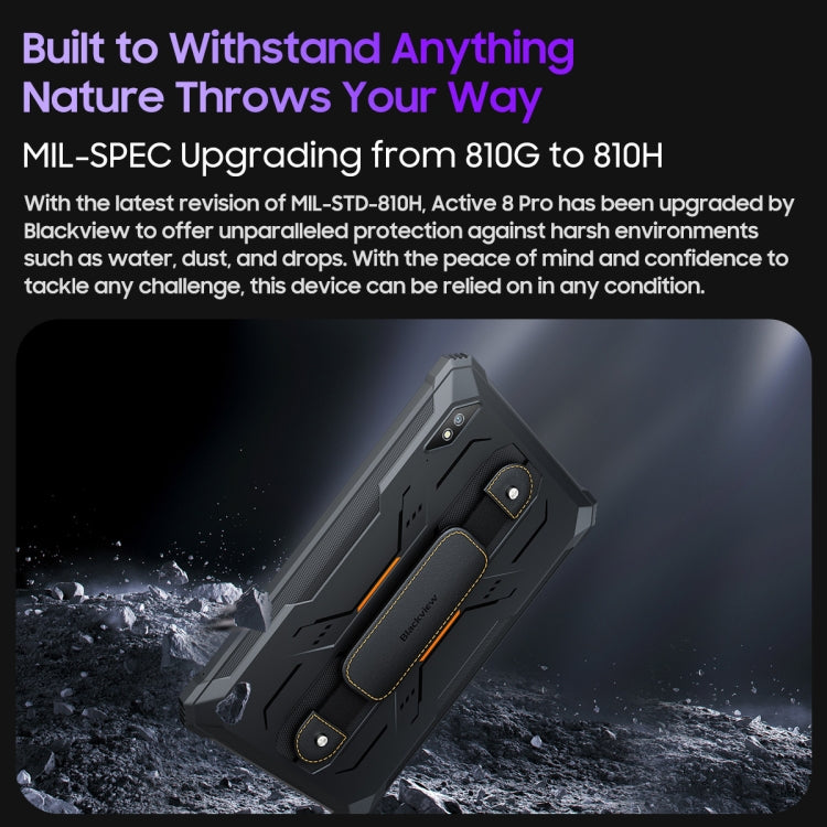 Máy tính bảng Blackview Active 8 Pro 4G bền bỉ, 10.36 inch 8GB+256GB Android 14 MT6789 tám nhân Hỗ trợ SIM kép, Phiên bản toàn cầu với Google Play, phích cắm EU, Active 8 Pro