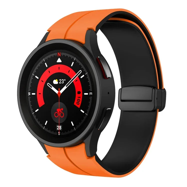 Dây đồng hồ silicone khóa gập từ tính hai màu, dành cho Samsung Galaxy Watch 6 / 6 Classic