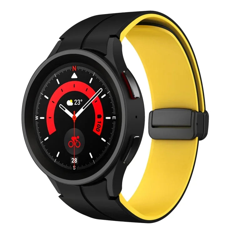 Dây đồng hồ silicone khóa gập từ tính hai màu, dành cho Samsung Galaxy Watch 6 / 6 Classic