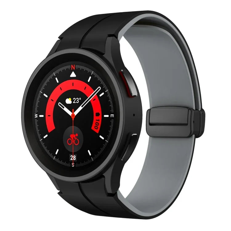 Dây đồng hồ silicone khóa gập từ tính hai màu, dành cho Samsung Galaxy Watch 6 / 6 Classic