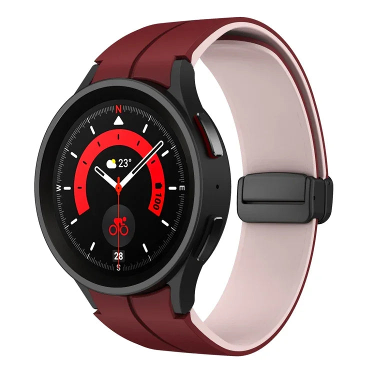 Dây đồng hồ silicone khóa gập từ tính hai màu, dành cho Samsung Galaxy Watch 6 / 6 Classic