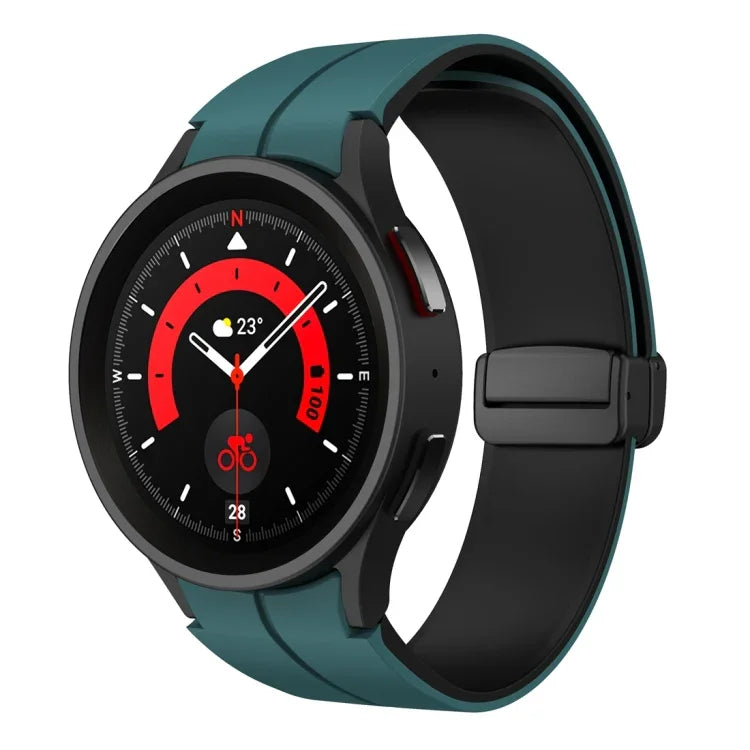 Dây đồng hồ silicone khóa gập từ tính hai màu, dành cho Samsung Galaxy Watch 6 / 6 Classic