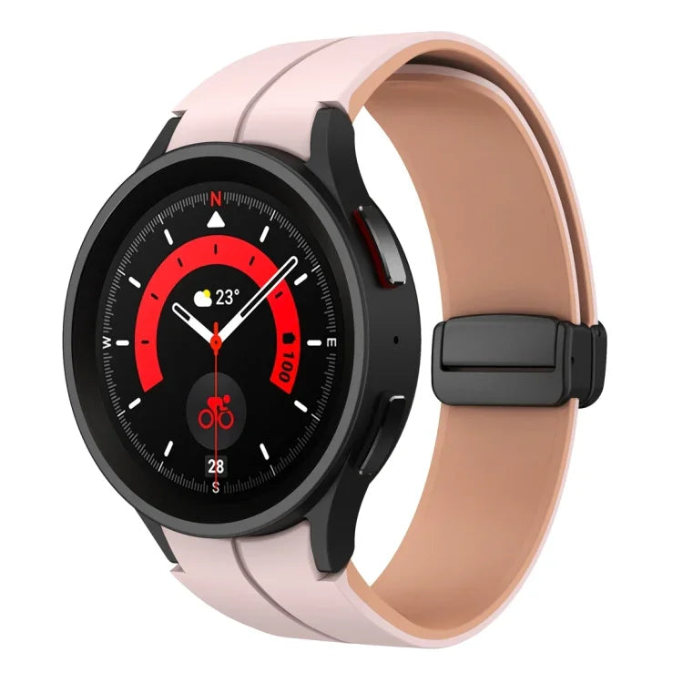 Dây đồng hồ silicone khóa gập từ tính hai màu, dành cho Samsung Galaxy Watch 6 / 6 Classic