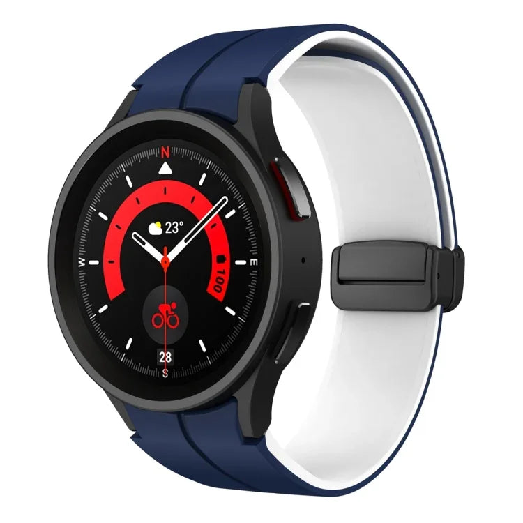 Dây đồng hồ silicone khóa gập từ tính hai màu, dành cho Samsung Galaxy Watch 6 / 6 Classic
