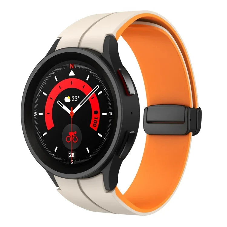 Dây đồng hồ silicone khóa gập từ tính hai màu, dành cho Samsung Galaxy Watch 6 / 6 Classic