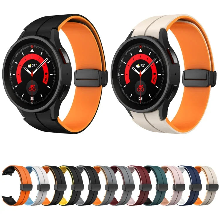 Dây đồng hồ silicone khóa gập từ tính hai màu, dành cho Samsung Galaxy Watch 6 / 6 Classic
