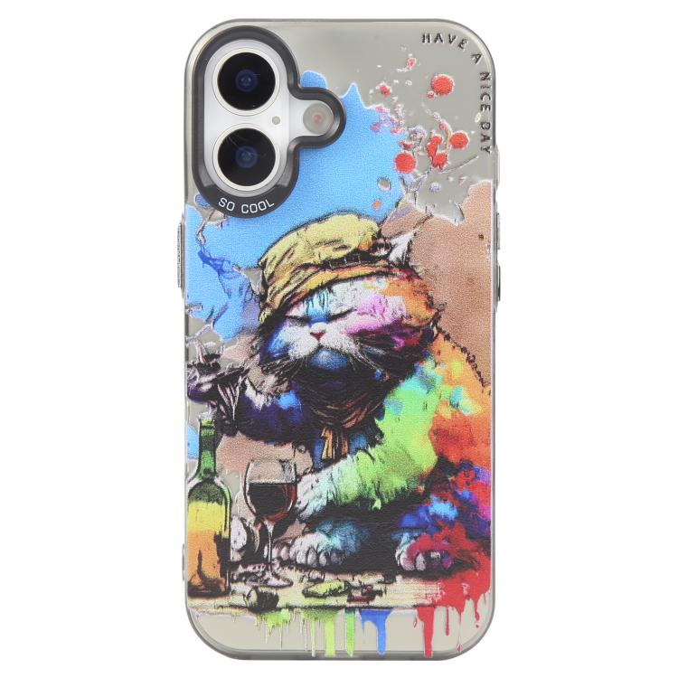 Ốp lưng điện thoại PC + TPU họa tiết tranh sơn dầu động vật, Dành cho iPhone 17