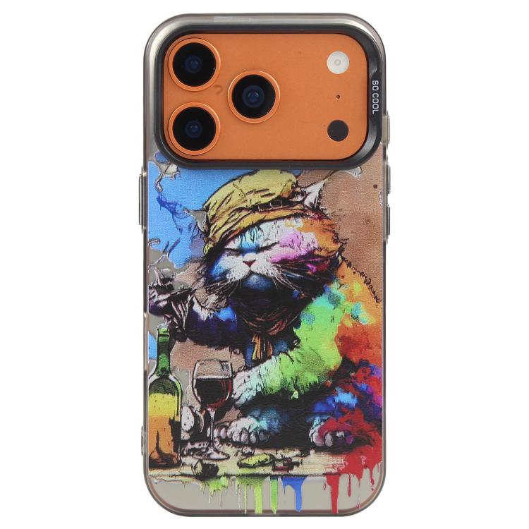 Ốp lưng điện thoại PC + TPU họa tiết tranh sơn dầu động vật, Dành cho iPhone 17