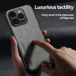 Ốp điện thoại mặt sau da từ tính cảm giác da, dành cho iPhone 14, iPhone 14 Pro, iPhone 14 Pro Max