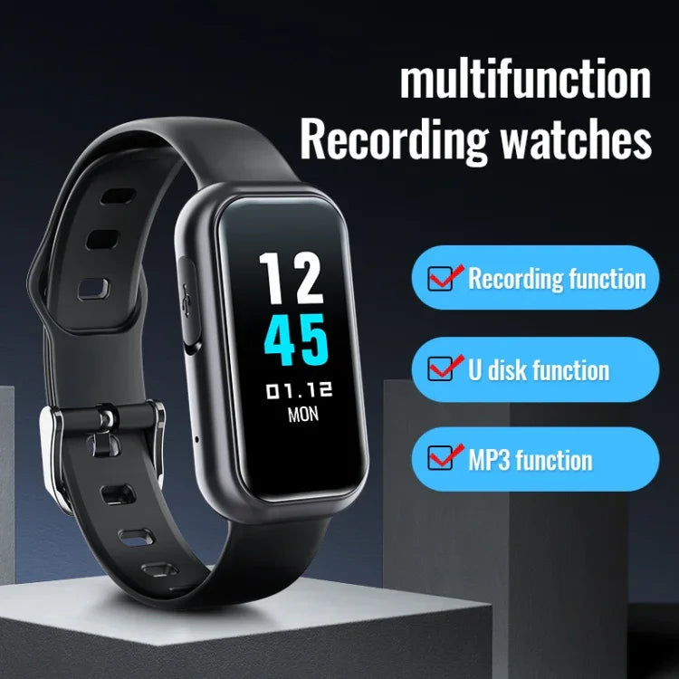 Vòng Đeo Tay Ghi Âm Giọng Nói Bluetooth MP3 Giảm Ồn HD Thông Minh JNN S16, 4GB, 8GB, 16GB, 32GB, 64GB